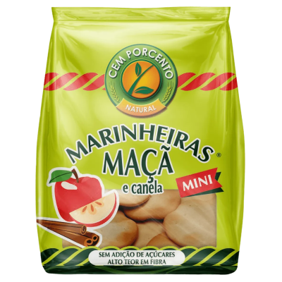 Cem Porcento - Mini Marinheiras Maçã Canela S/Açúcar 50 Gr