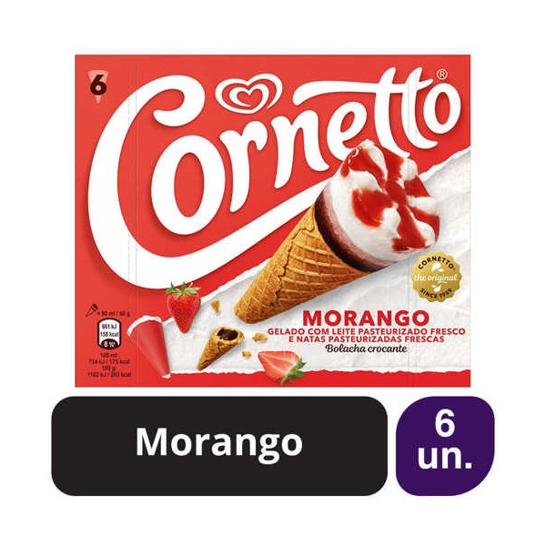 Cornetto Mpk Morango 6x(6x90ml)