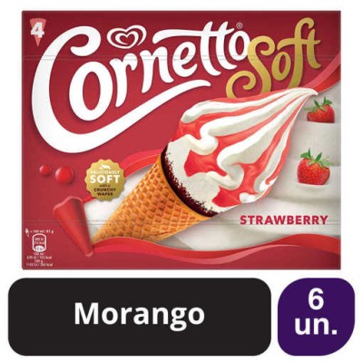 Cornetto Soft XL Morango 6x(4x140ml)