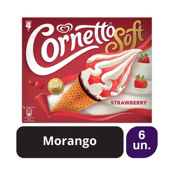 Cornetto Soft XL Morango 6x(4x140ml)