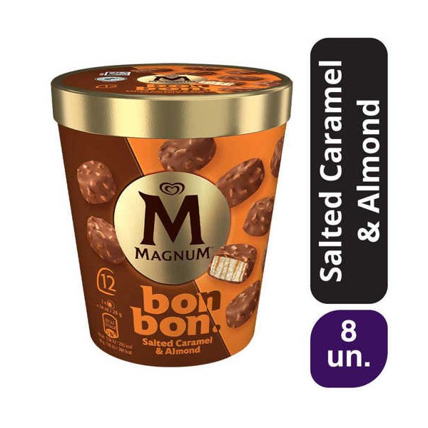 Magnum Bonbon Salted Caramel & Amêndoas 8x(12x17ml)