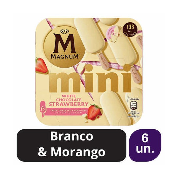 Magnum Mini Branco Morango 6x(6x55 ml)