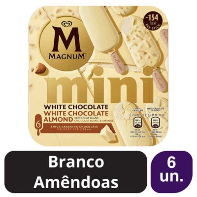 Magnum Mini Chocolate Branco & Amêndoas 6x(6x55ml)