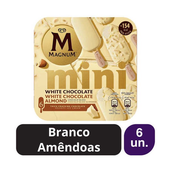 Magnum Mini Chocolate Branco & Amêndoas 6x(6x55ml)