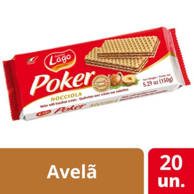 Bolachas Wafer "Poker" Avelã 20x45Grs