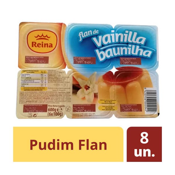 Pudim Flan Baunilha 8x(6x100Grs) "Reina"