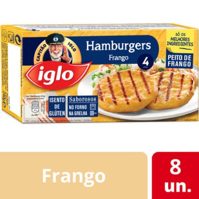 Hamburger 4 Frango Iglo S/G 8x240Grs - N