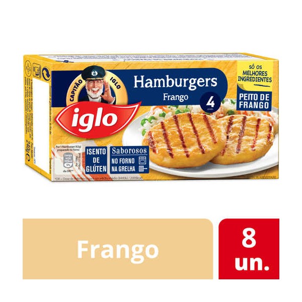 Hamburger 4 Frango Iglo S/G 8x240Grs - N