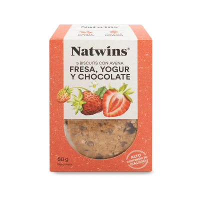Natwins - Bolachas com Aveia, Morango, Iogurte e Chocolate 50g