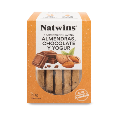 Natwins - Bolachas Barritas com Aveia, Amêndoa, Chocolate e Iogurte 50g