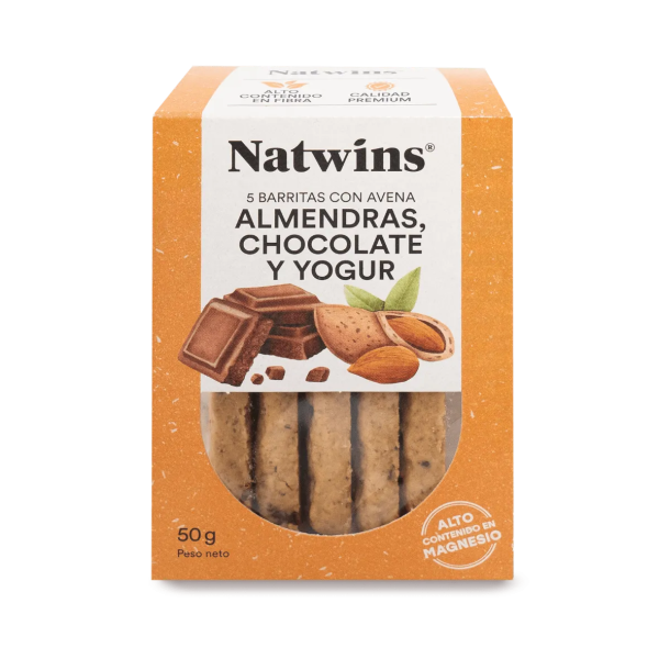 Natwins - Bolachas Barritas com Aveia, Amêndoa, Chocolate e Iogurte 50g